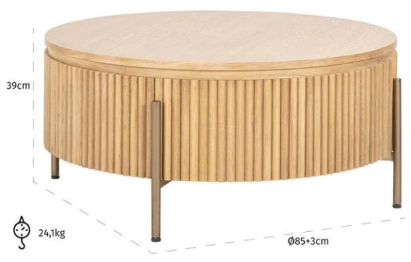 Product photograph of Belfort Oak Fluted Round Coffee Table from Choice Furniture Superstore.