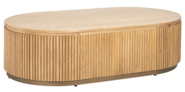 Product photograph of Belfort Oak Fluted Oval Coffee Table from Choice Furniture Superstore.