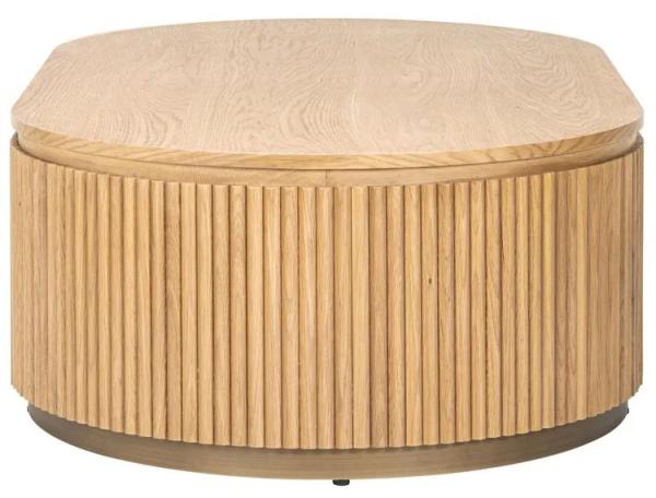 Product photograph of Belfort Oak Fluted Oval Coffee Table from Choice Furniture Superstore.