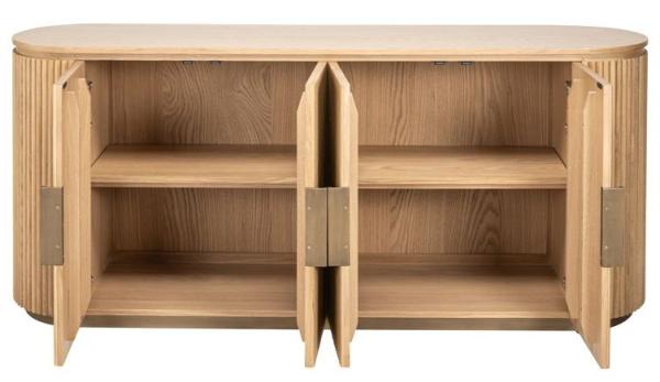 Product photograph of Belfort Oak Fluted 4 Door Extra Large Curved Sideboard - 185cm from Choice Furniture Superstore.