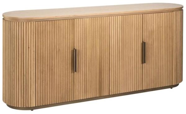 Product photograph of Belfort Oak Fluted 4 Door Extra Large Curved Sideboard - 185cm from Choice Furniture Superstore.