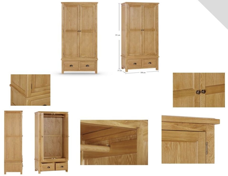 Product photograph of Lugano Oak 2 Door 2 Drawer Double Wardrobe from Choice Furniture Superstore.