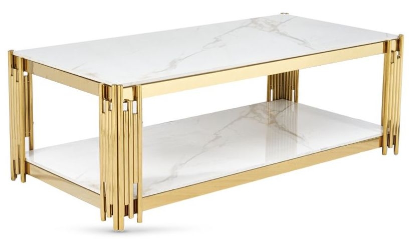 Product photograph of Belini Glass And Silver 120cm Coffee Table from Choice Furniture Superstore.