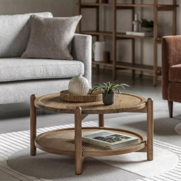 Product photograph of Cannes Natural Acacia Round Coffee Table from Choice Furniture Superstore.