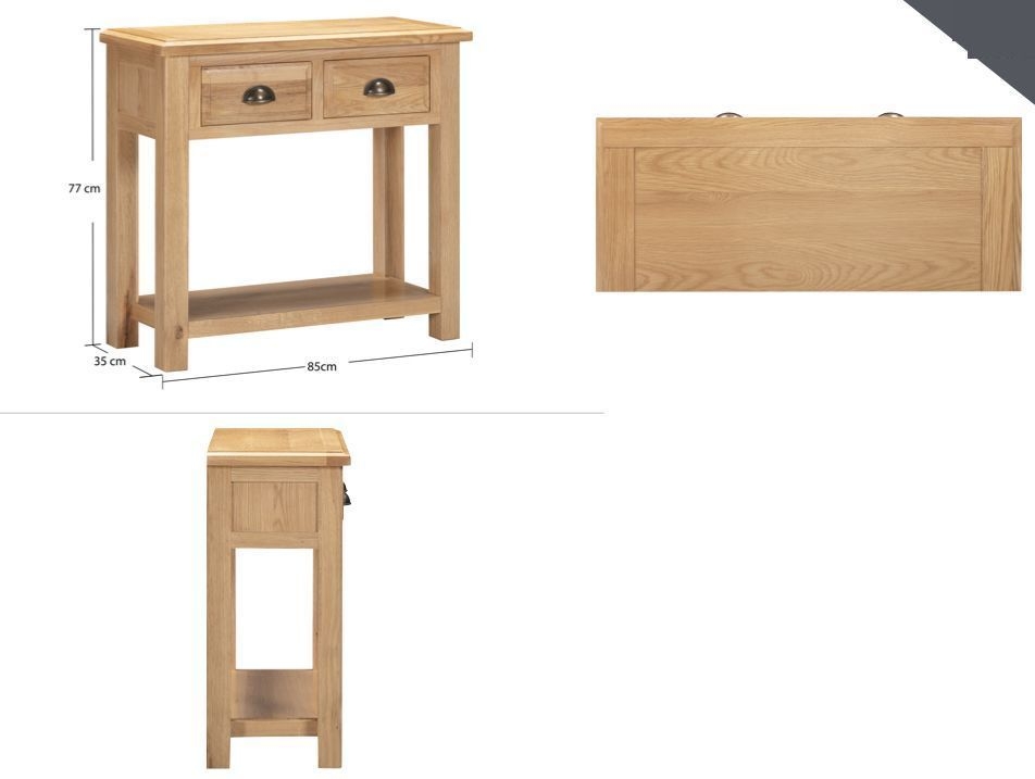 Product photograph of Lugano Oak 2 Drawer Console Table from Choice Furniture Superstore.