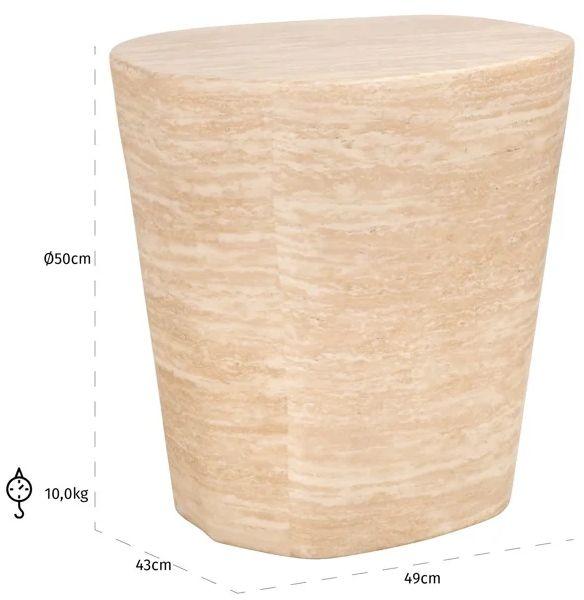 Product photograph of Fictus Beige Travertine Faux Marble Side Table from Choice Furniture Superstore.