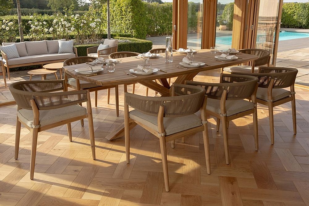 Product photograph of Maze Porto Rope Weave 8 Seat Rectangular Dining Set from Choice Furniture Superstore.