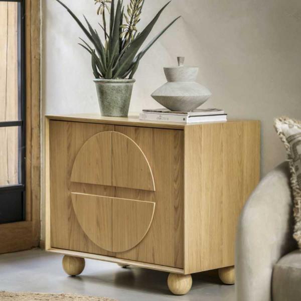 Product photograph of Geo Natural Geomatric 85cm Small Sideboard - 2 Doors from Choice Furniture Superstore.