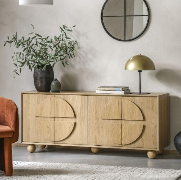 Product photograph of Geo Natural Geomatric Large Sideboard - 4 Doors from Choice Furniture Superstore.