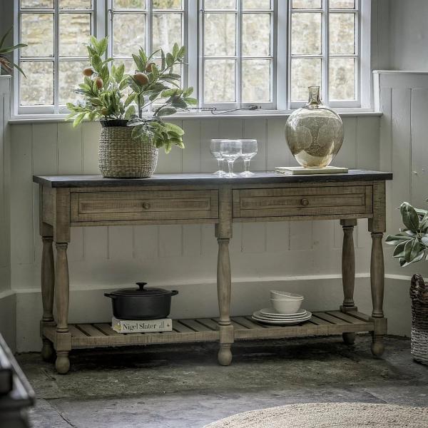 Product photograph of Vancouver Natural 2 Drawer 165cm Console Table from Choice Furniture Superstore.