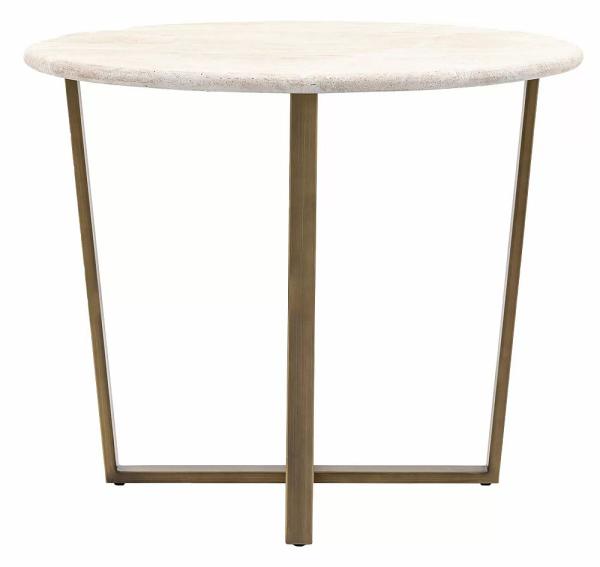 Product photograph of Moderna Travertine Stone Top 2 Seater Round Dining Table from Choice Furniture Superstore.