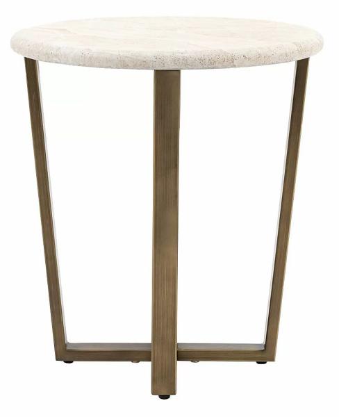 Product photograph of Moderna Travertine Stone Round Side Table from Choice Furniture Superstore.