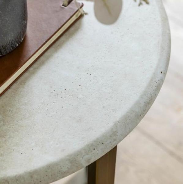 Product photograph of Moderna Travertine Stone Top Side Table from Choice Furniture Superstore.