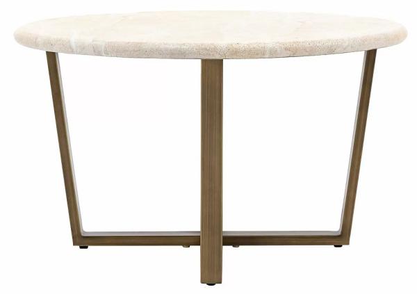 Product photograph of Moderna Travertine Stone Top Round Coffee Table from Choice Furniture Superstore.