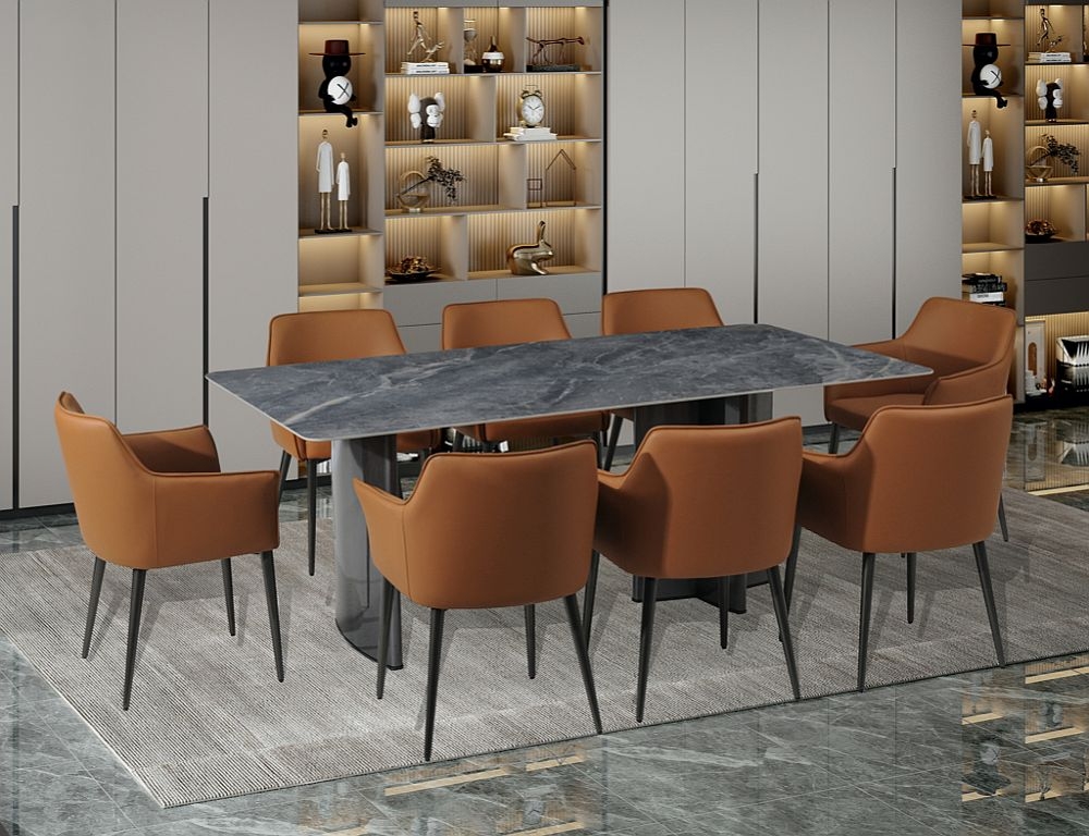 Product photograph of Campania Grey Sintered Stone 4-8 Seater Dining Table from Choice Furniture Superstore.