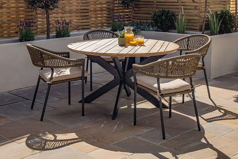 Product photograph of Maze Bali Rope Weave 4 Seat Round Dining Set from Choice Furniture Superstore.