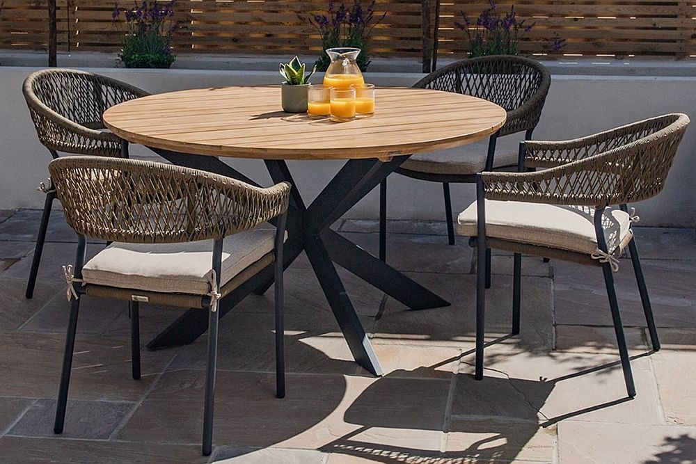 Product photograph of Maze Bali Rope Weave 4 Seat Round Dining Set from Choice Furniture Superstore.