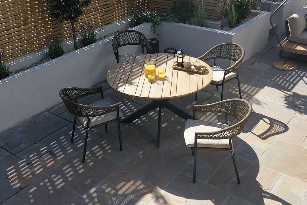 Product photograph of Maze Bali Rope Weave 4 Seat Round Dining Set from Choice Furniture Superstore.