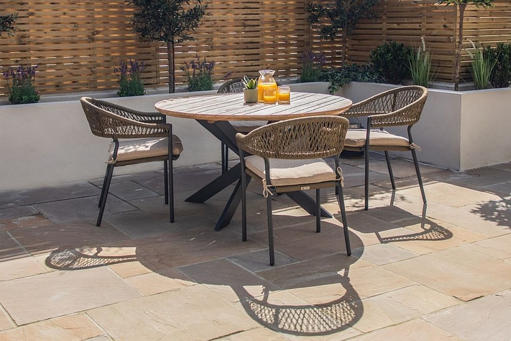 Product photograph of Maze Bali Rope Weave 4 Seat Round Dining Set from Choice Furniture Superstore.