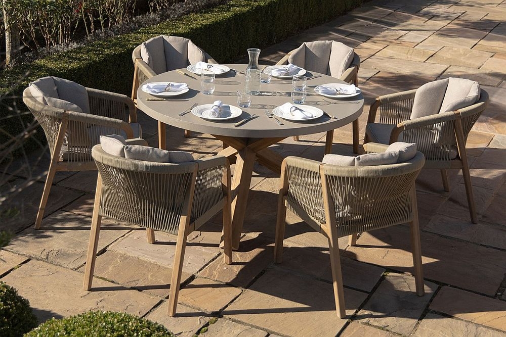 Product photograph of Maze Martinique Rope Weave 6 Seat Round Dining Set from Choice Furniture Superstore.
