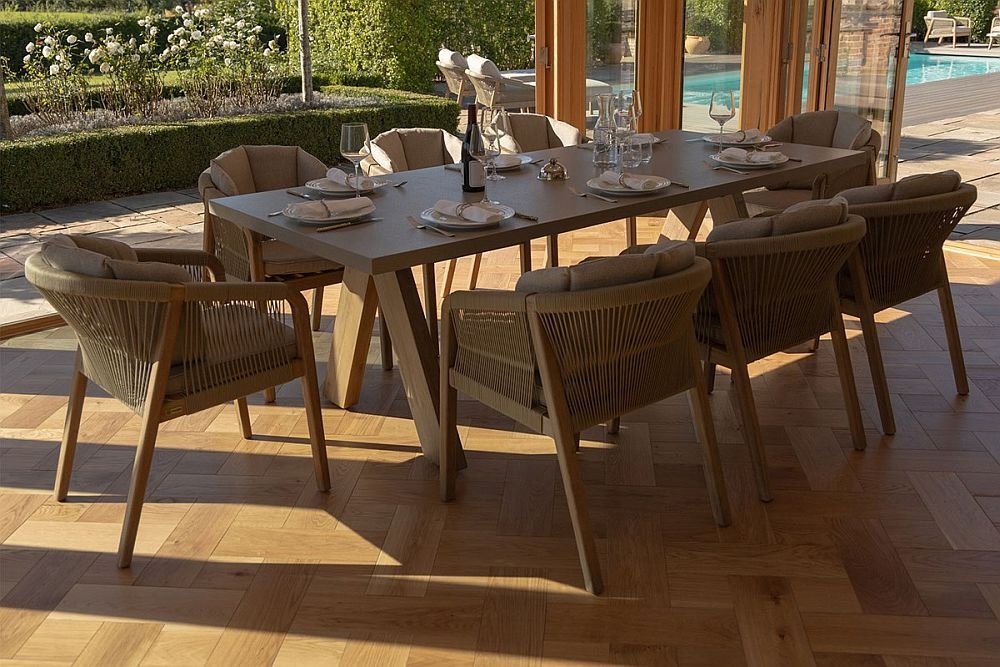 Product photograph of Maze Martinique Rope Weave 8 Seat Rectangular Dining Set from Choice Furniture Superstore.