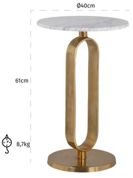 Product photograph of Celine Gold And White Marble Round Side Table from Choice Furniture Superstore.