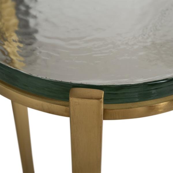 Product photograph of Aubrey Glass And Gold Metal Round Side Table from Choice Furniture Superstore.