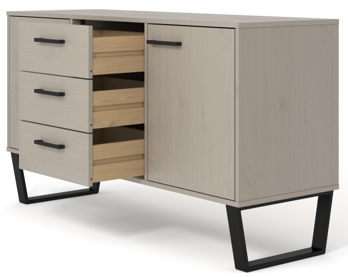 Product photograph of Texas 2 Door 3 Drawer Medium Sideboard With Black U Legs from Choice Furniture Superstore.