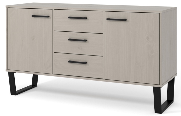 Product photograph of Texas 2 Door 3 Drawer Medium Sideboard With Black U Legs from Choice Furniture Superstore.