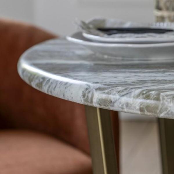 Product photograph of Lusso 90cm Green Faux Marble Round Dining Table from Choice Furniture Superstore.