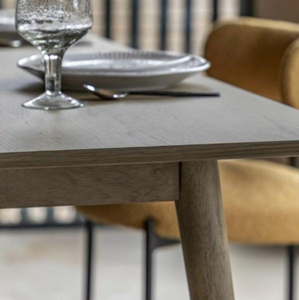 Product photograph of Panelled Grey Washed 6 Seater Dining Table from Choice Furniture Superstore.