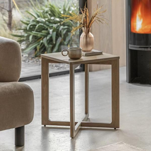 Product photograph of Panelled Grey Washed Oak Side Table from Choice Furniture Superstore.