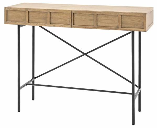 Product photograph of Panelled Grey Washed 2 Drawer Console Table from Choice Furniture Superstore.