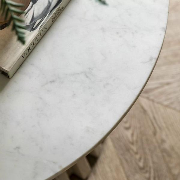 Product photograph of Soho White Marble Top And Natural Round Coffee Table from Choice Furniture Superstore.