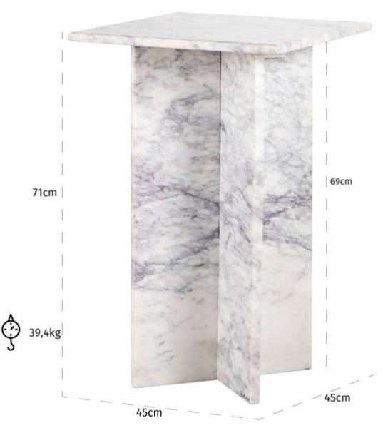 Product photograph of Holmes White Marble Square Side Table from Choice Furniture Superstore.