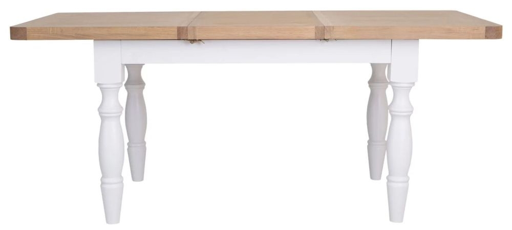 Product photograph of Clairton White 4-6 Seater Extending Dining Table - Oak Top from Choice Furniture Superstore.