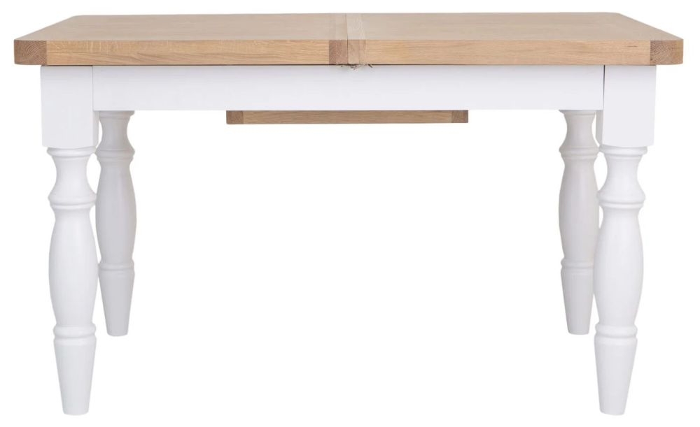Product photograph of Clairton White 4-6 Seater Extending Dining Table - Oak Top from Choice Furniture Superstore.