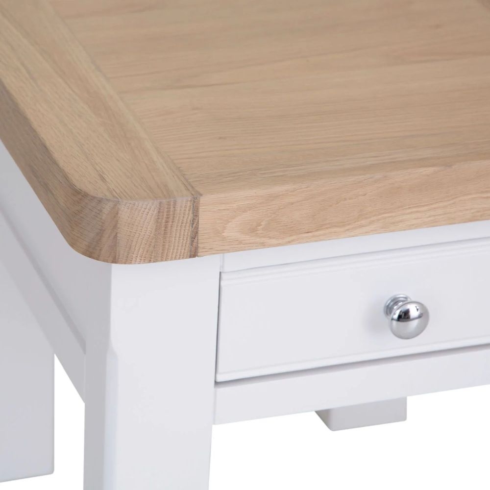Product photograph of Clairton White 1 Drawer Lamp Table - Oak Top from Choice Furniture Superstore.