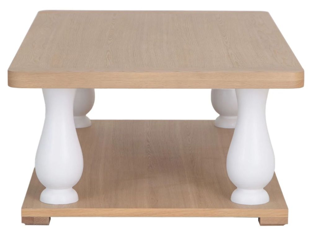 Product photograph of Clairton White Large Coffee Table - Oak Top from Choice Furniture Superstore.