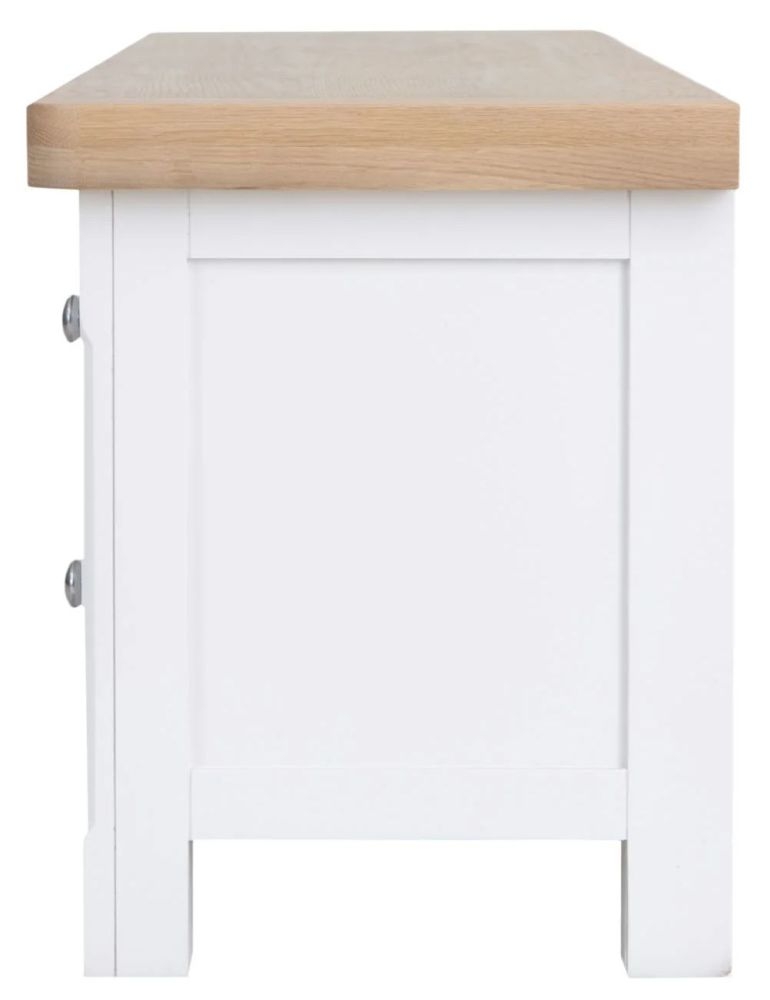 Product photograph of Clairton White 1 Door 2 Drawer Large Tv Unit - Oak Top from Choice Furniture Superstore.