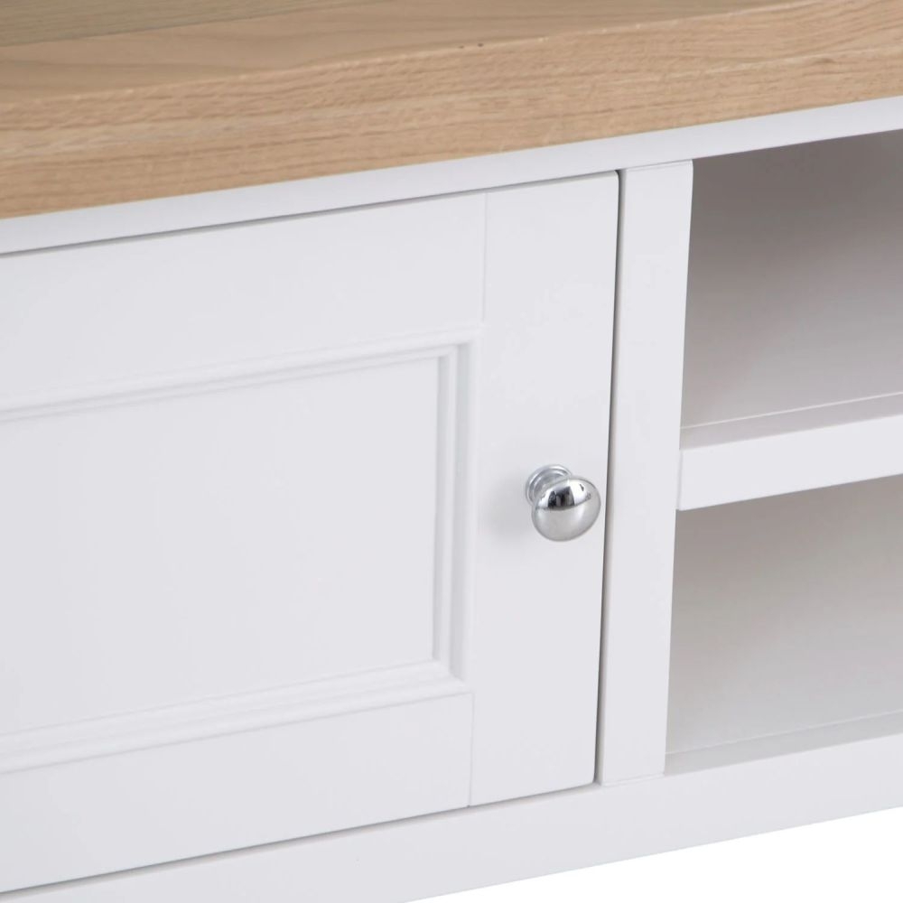 Product photograph of Clairton White 1 Door 2 Drawer Large Tv Unit - Oak Top from Choice Furniture Superstore.