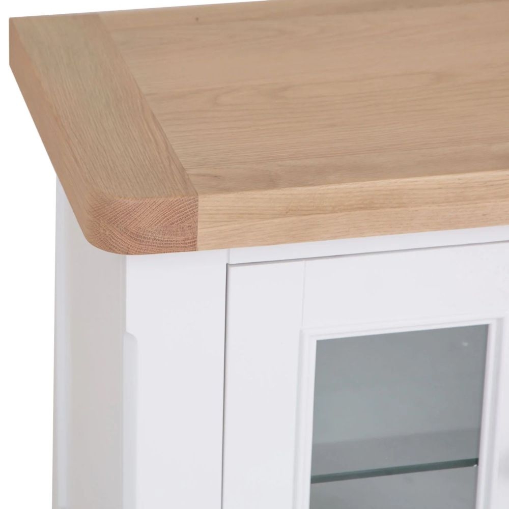 Product photograph of Clairton White 4 Door 1 Drawer Extra Large Tv Unit - Oak Top from Choice Furniture Superstore.