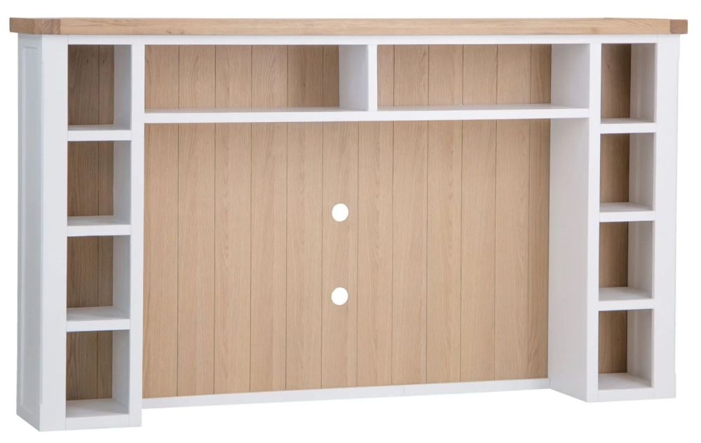 Product photograph of Clairton White Extra Large Tv Unit Top - Oak Top from Choice Furniture Superstore.