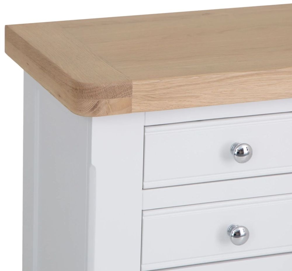 Product photograph of Clairton White 2 Door 2 Drawer Small Sideboard - Oak Top from Choice Furniture Superstore.