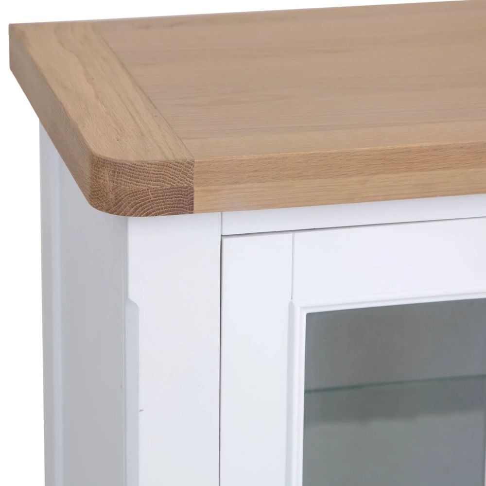 Product photograph of Clairton White 4 Door 3 Drawer Large Sideboard - Oak Top from Choice Furniture Superstore.