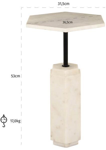 Product photograph of Lilitha Cream Marble Hexagonal Side Table from Choice Furniture Superstore.