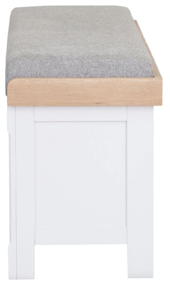 Product photograph of Clairton White Large Hall Bench - Oak Top from Choice Furniture Superstore.