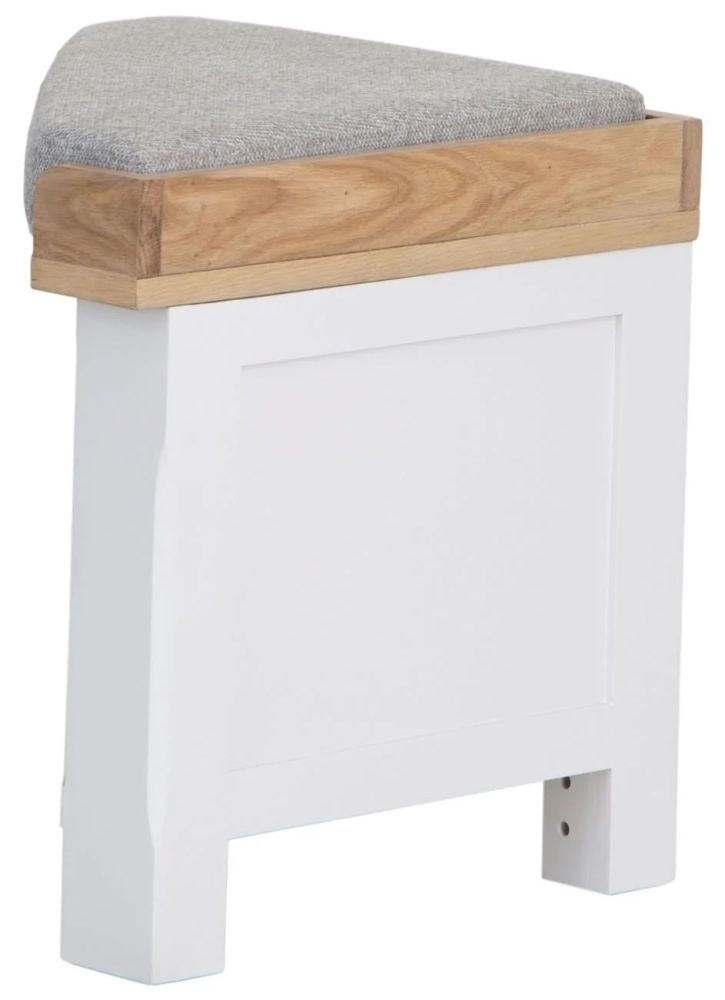 Product photograph of Clairton White Corner Hall Bench - Oak Top from Choice Furniture Superstore.