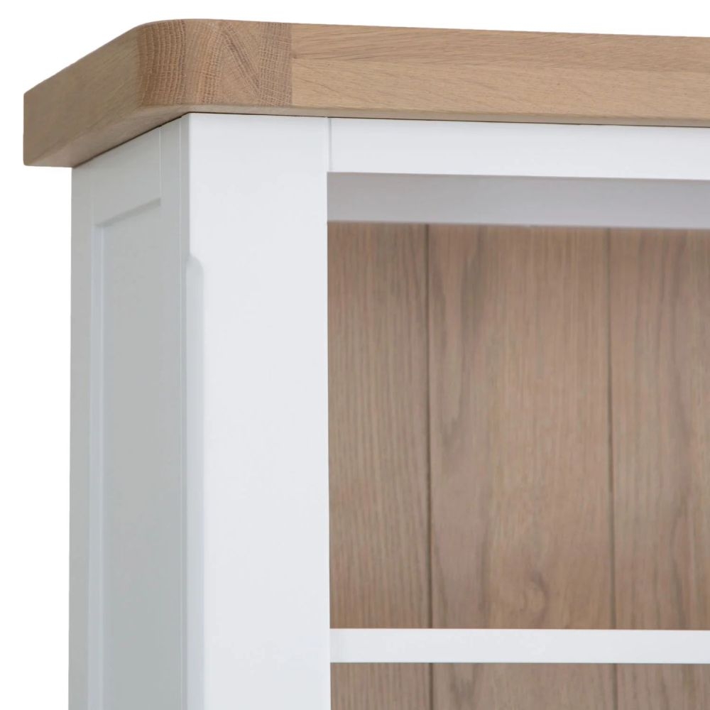Product photograph of Clairton White 2 Door Display Cabinet - Oak Top from Choice Furniture Superstore.