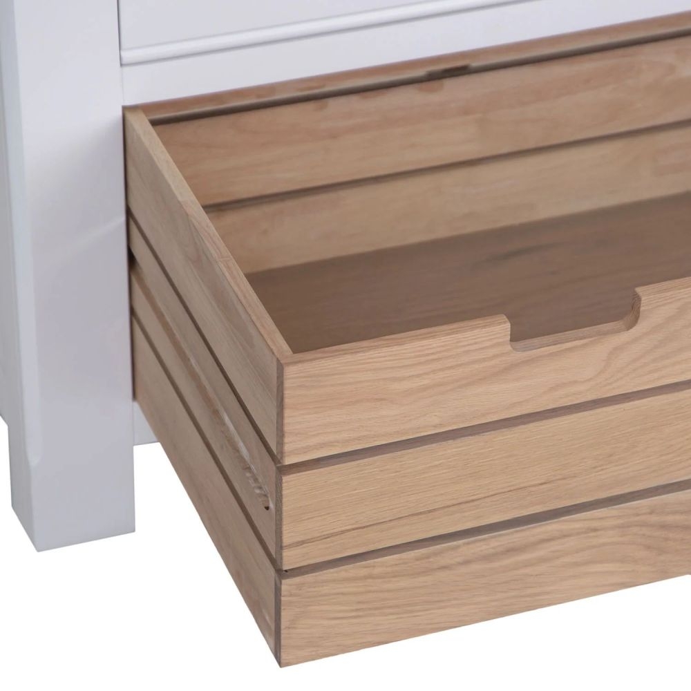 Product photograph of Clairton White 2 Door 5 Drawer Larder Unit - Oak Top from Choice Furniture Superstore.
